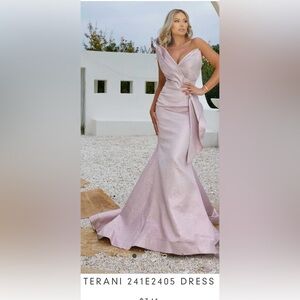 Terani Couture Blush Pink One-Shoulder Mermaid Wedding Dress